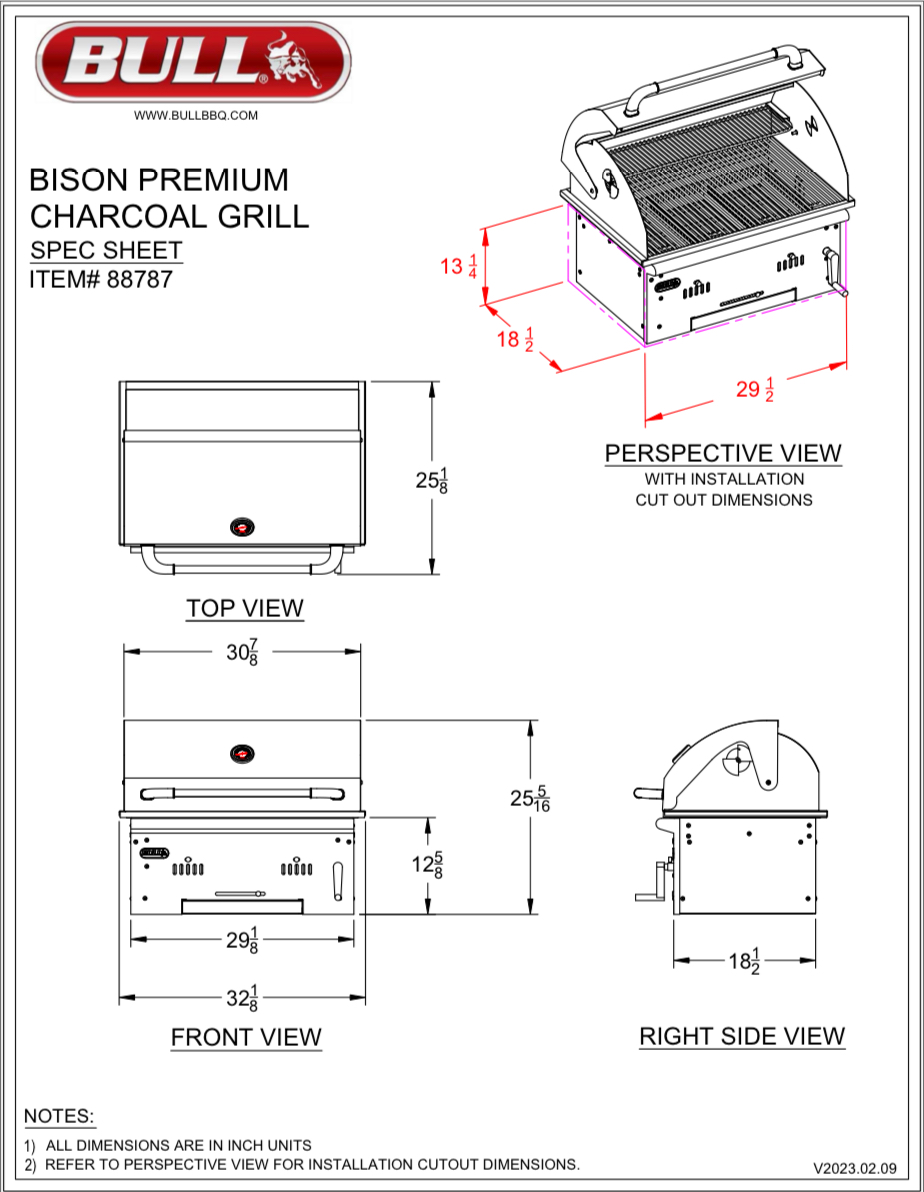 Bison Premium Outdoor Charcoal Grill Head SKU: 88787 - Image 3
