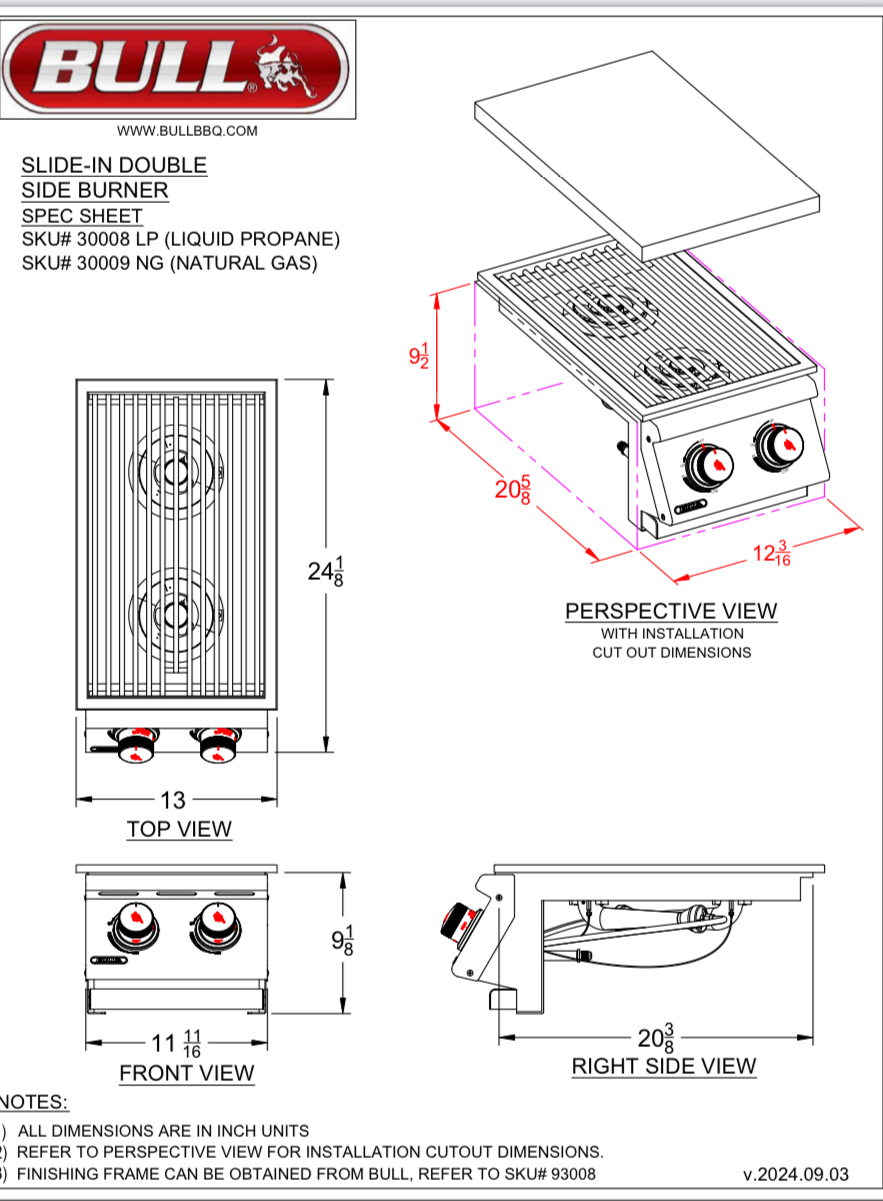 Slide in Double Side Burner SKU: 30008 (LP) / 30009 (NG) - Image 4