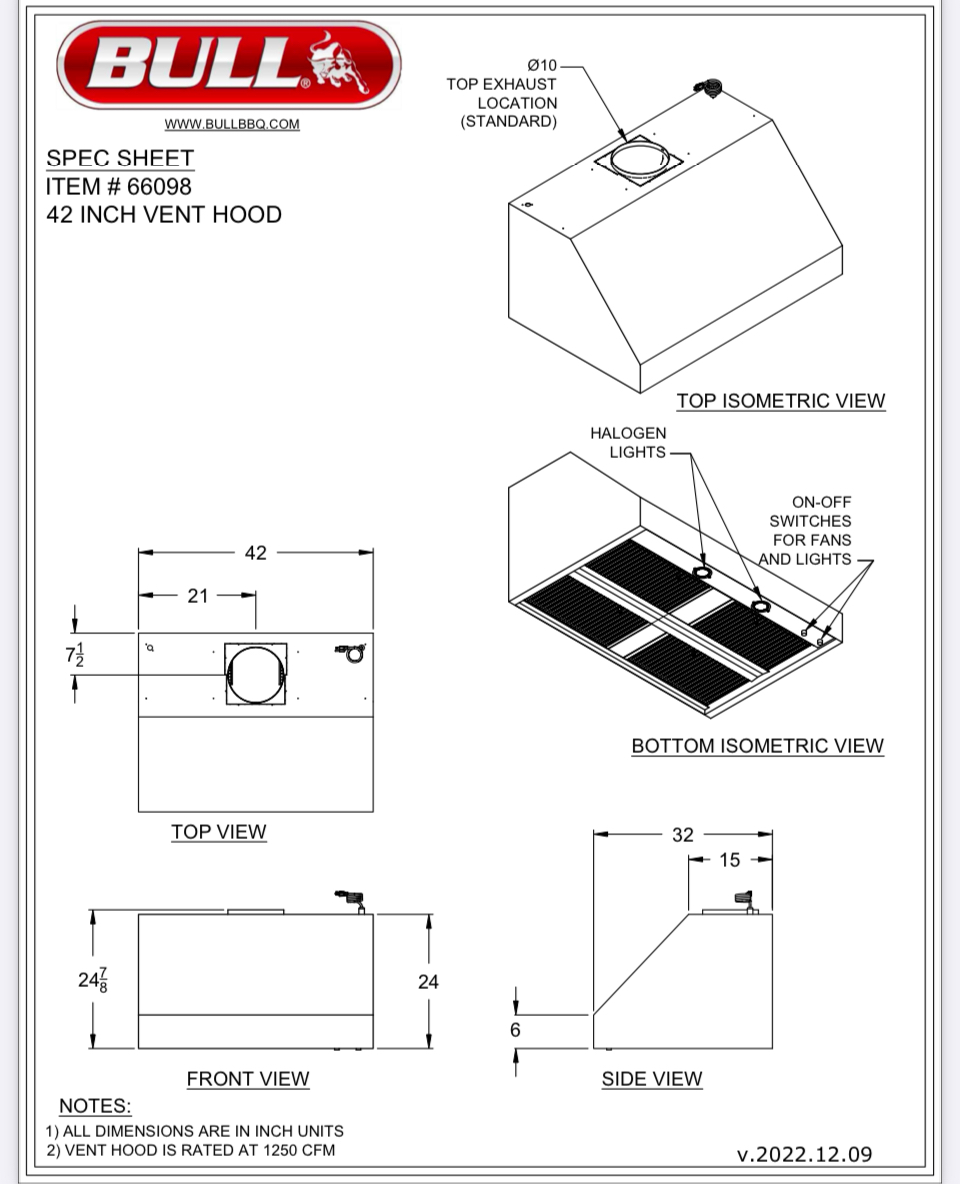 42″ Large Vent Hood SKU: 66098 - Image 2