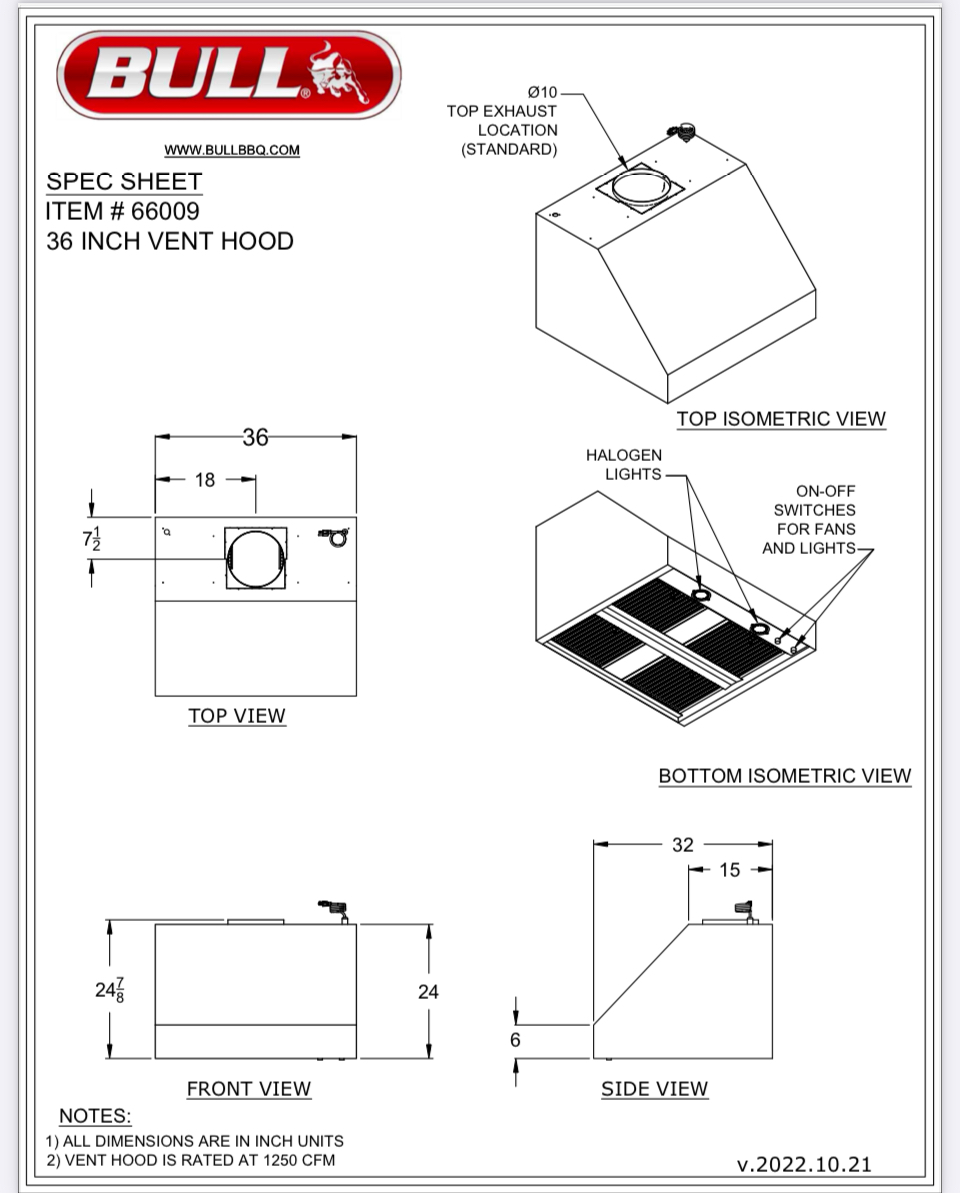 36″ Vent Hood SKU: 66009 - Image 2