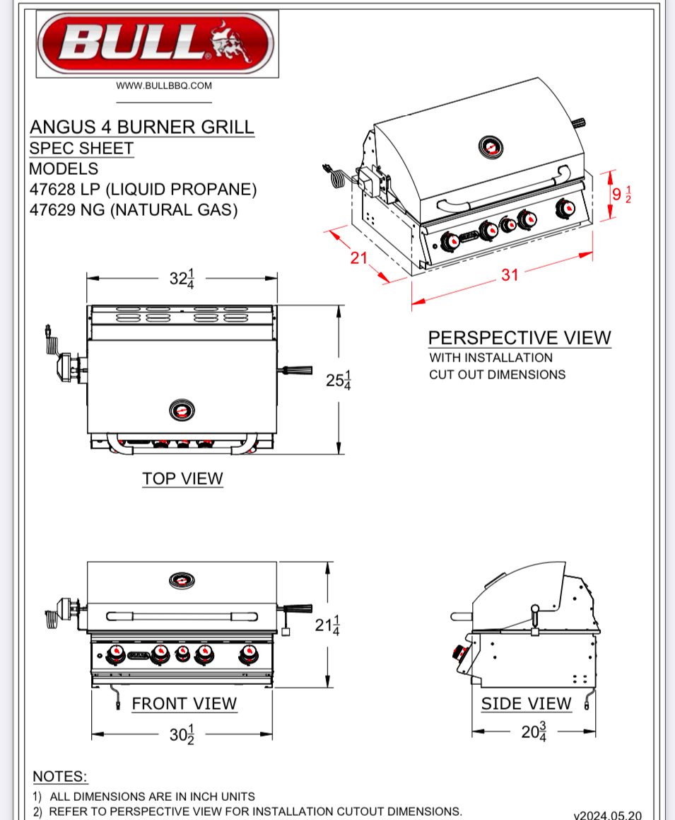 Angus – 30 inch Stainless Steel Drop-In Grill SKU: 47628 (LP) / 47629 (NG) - Image 3