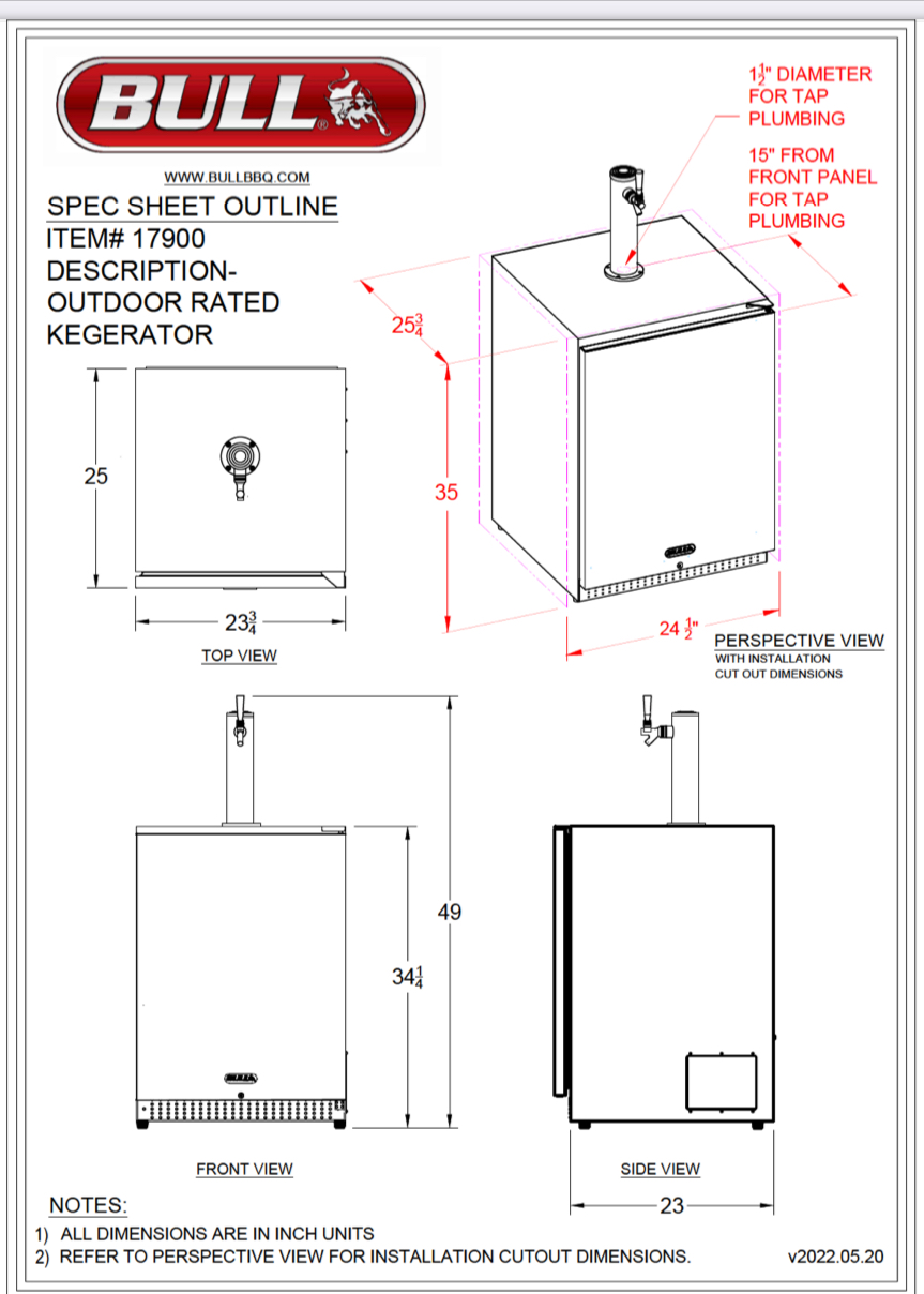Bull Outdoor Rated Kegerator 6.6 cu. ft. SKU: 17900 - Image 3